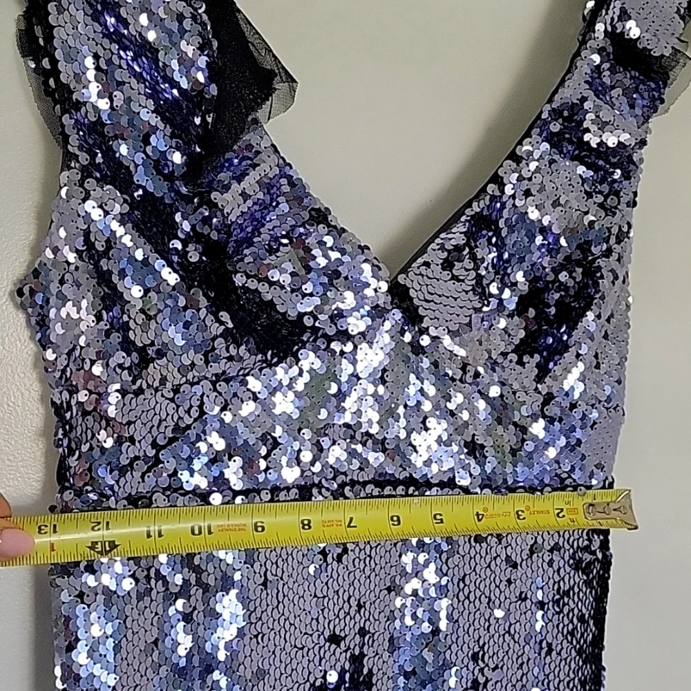 Free People Sequin Metallic Purple Black short dress party cocktail size 6 - Picture 10 of 17